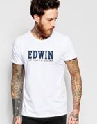 Edwin T-shirt Crewneck Logo Print In White - White