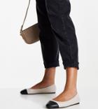 Asos Design Wide Fit Lantern Quilted Ballet Flats In Beige/black-neutral