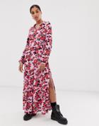 Signature 8 Rose Print Midi Dress-pink