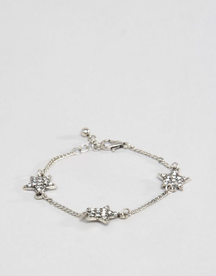 Asos Crystal Star Bracelet - Silver