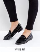 New Look Wide Fit Metal Detail Patent Loafer - White