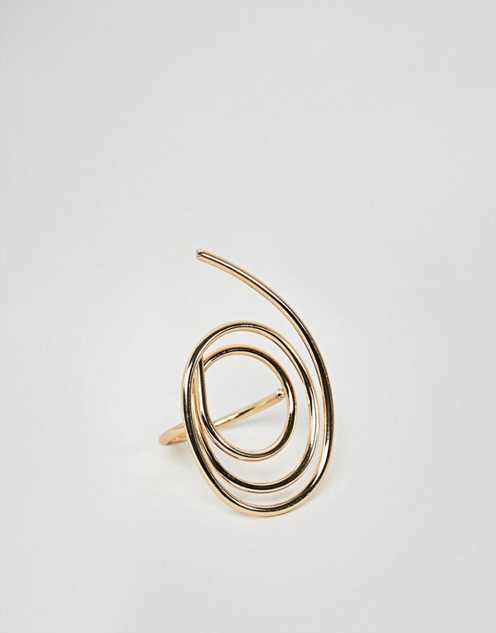 Asos Design Ring In Swirl Design In Gold - Gold