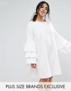 Unique 21 Hero Tiered Sleeve Shift Dress - White