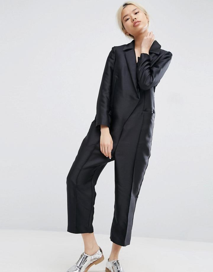 Asos White Tuxedo Jumpsuit - Black