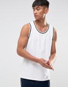 Asos Relaxed Tank With Tipping In White - White
