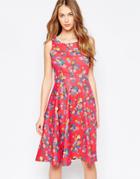 Trollied Dolly Back Flash Dress - Largefloralred