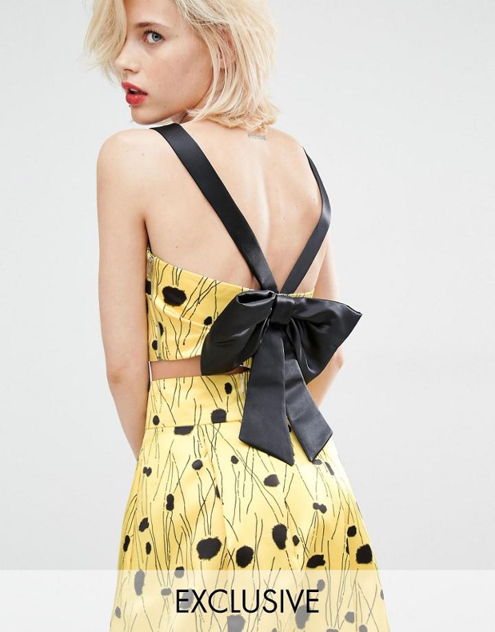 Horrockses Inky Spot Co Ord Crop Top With Bow
