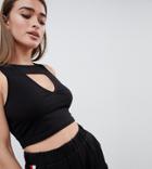 Asos Design Petite Crop Top With Cut Out Front - Green