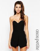 Asos Petite Exclusive Sweetheart Bandeau Romper With Skort - Dusky Pink $34.00