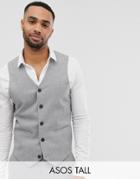 Asos Design Tall Wedding Skinny Suit Suit Vest In Gray Twist Micro Texture - Gray