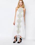 Piper Bima Embroidered Maxi Dress - White
