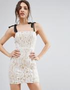 Prettylittlething Lace Contrast Bodycon Dress - White