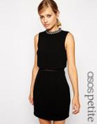 Asos Petite Dress With Embellished Collar Stand - Black