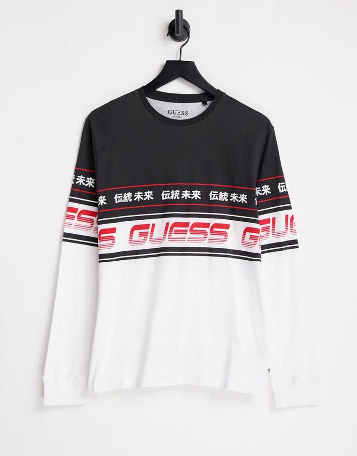 Guess Long Sleeve T-shirt In White With Logo