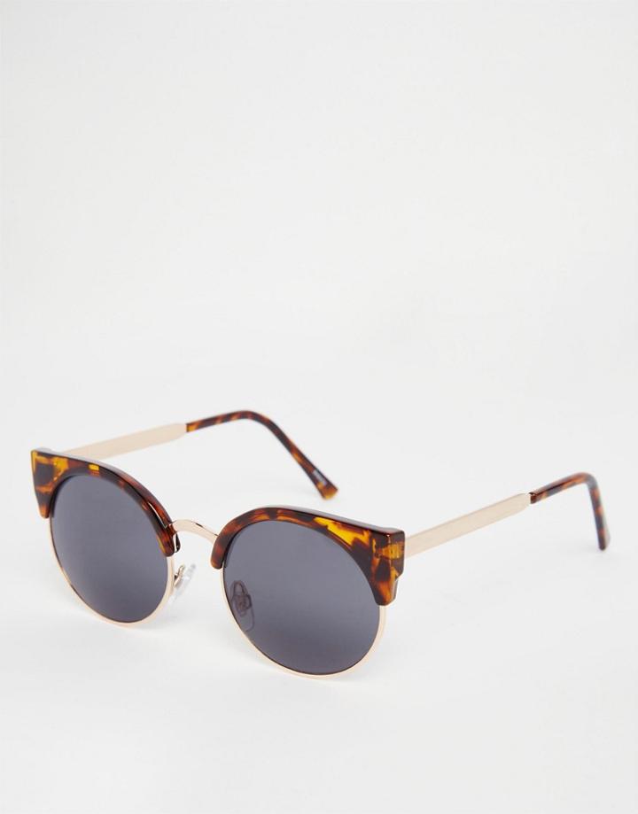 Monki Round Tort Retro Sunglasses - Tortoise