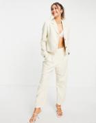 Selected Femme Wide Leg Pants In Cream - Part Of A Set-white