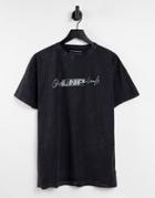 Liquor N Poker Relaxed Fit T-shirt In Black With Diamante Logo Applique