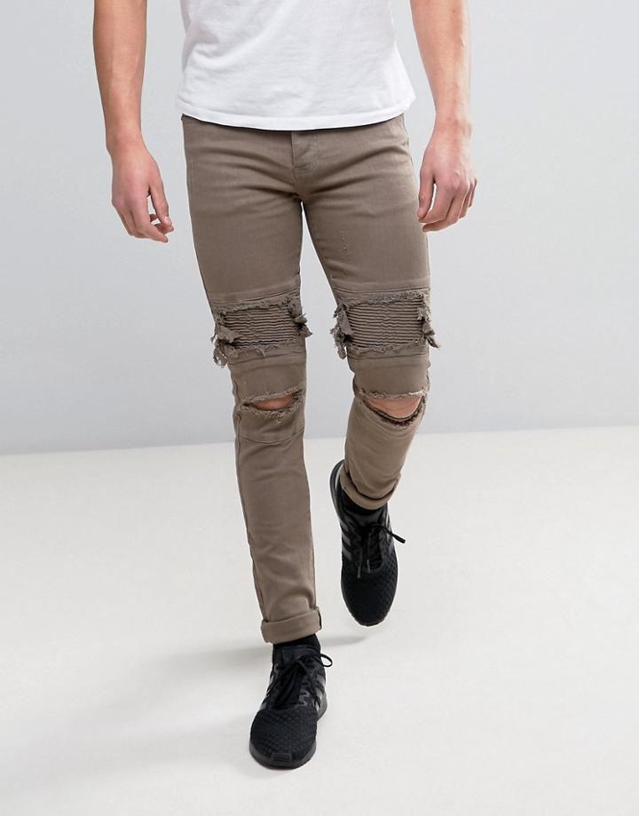 Sixth June Skinny Jeans With Rip And Repair - Black