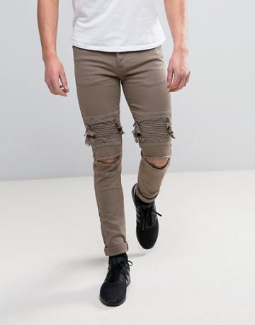 Sixth June Skinny Jeans With Rip And Repair - Black