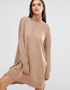 Selected Knitted Dress With Turtleneck - Cream