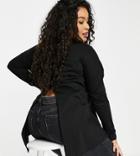 Asos Design Curve Long Sleeve T-shirt With Slit Back In Black
