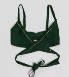 Wolf & Whistle Fuller Bust Exclusive Eco Wrap Around Stud Bikini Top In Green
