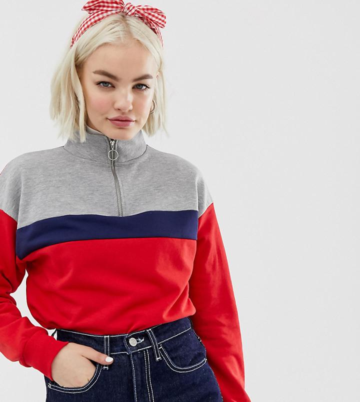 New Look Half Zip Sweat In Red
