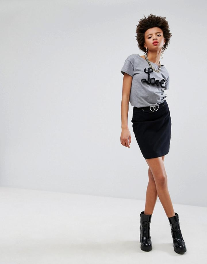 Love Moschino Heart Detail Skirt - Black