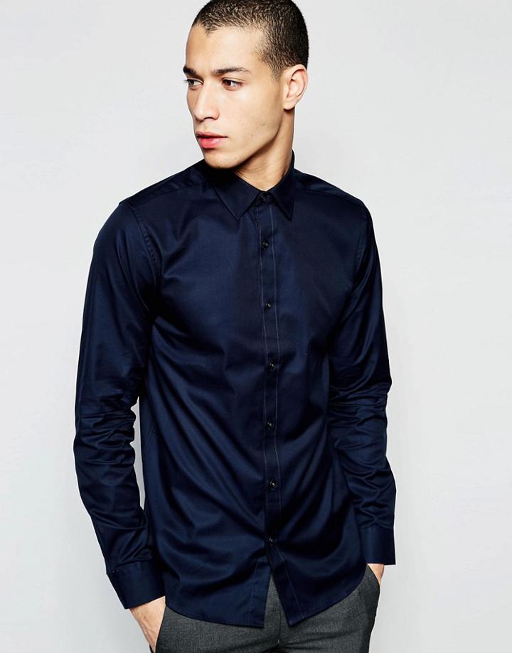 Selected Homme Classic Formal Shirt In Slim Fit - Navy Blazer
