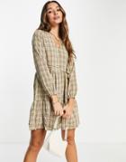 Urban Threads Tiered Mini Dress In Plaid-multi