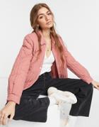 Pieces Quilted Jacket In Rose-pink