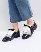 Asos Monday Leather Flat Shoes - Navy