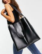 Claudia Canova Two Pocket Shoulder Strap Tote Bag In Black