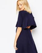 Bluebelle Maternity Double Layer Swing Dress With Frill Back - Navy