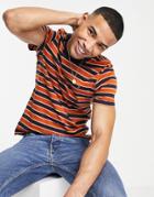 Farah Aziz Striped T-shirt In Orange