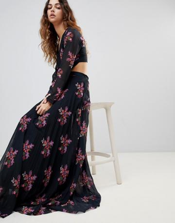 Zibi Maxi Thigh Split Cut Out Floral Maxi Dress - Multi