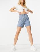 In The Style High Waist Denim Mom Shorts In Blue-blues