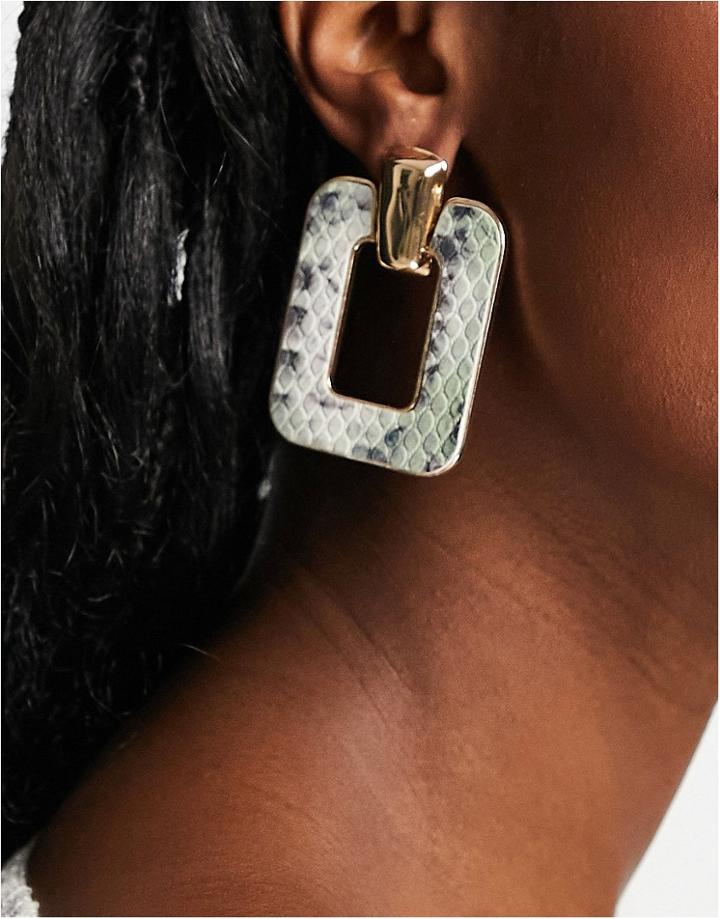 Aldo Thigoni Oversized Drop Earrings In Green Snake