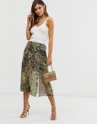Y.a.s Button Through Split Detail Midi Skirt - Multi