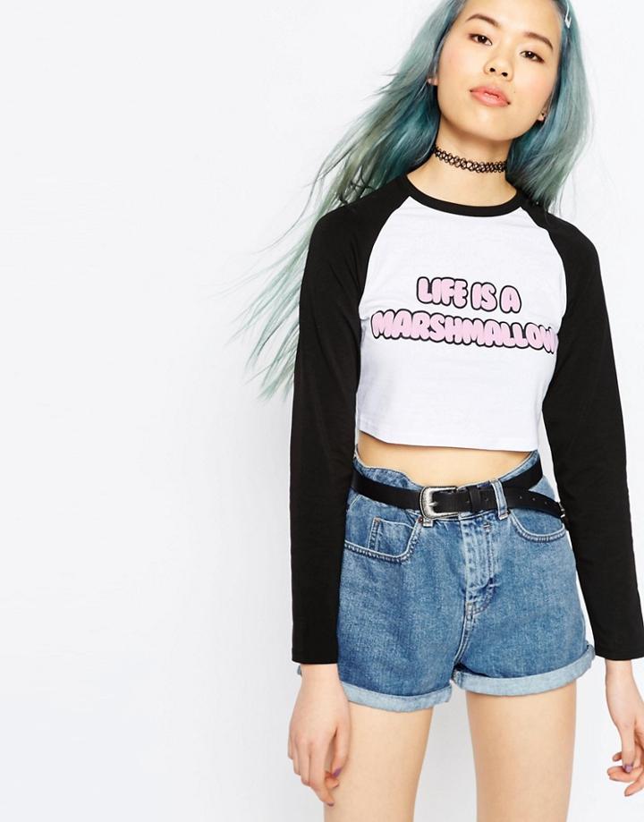 Asos Cropped T-shirt With Marshmallow Print