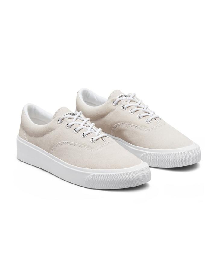 Converse Skid Grip Ox Suede Sneakers In Pale Putty-white