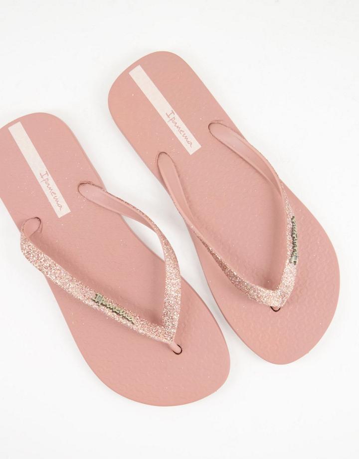 Ipanema Glitter Flip Flops In Blush-pink