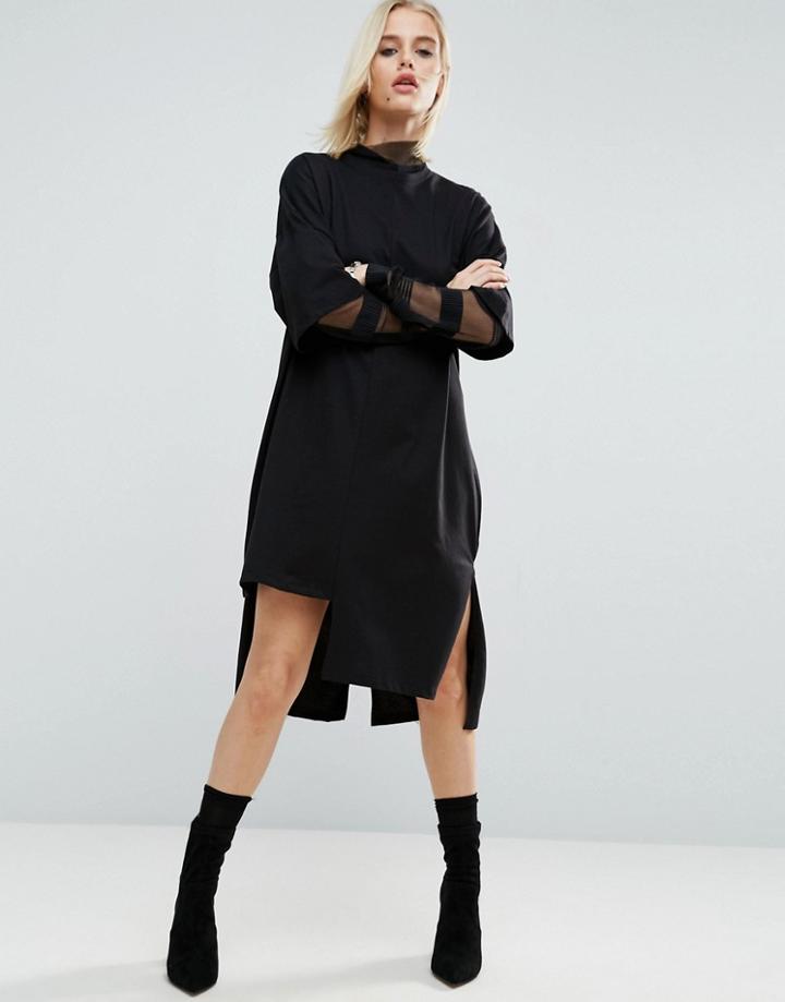 Asos T-shirt Dress With Split Hem Detail - Black