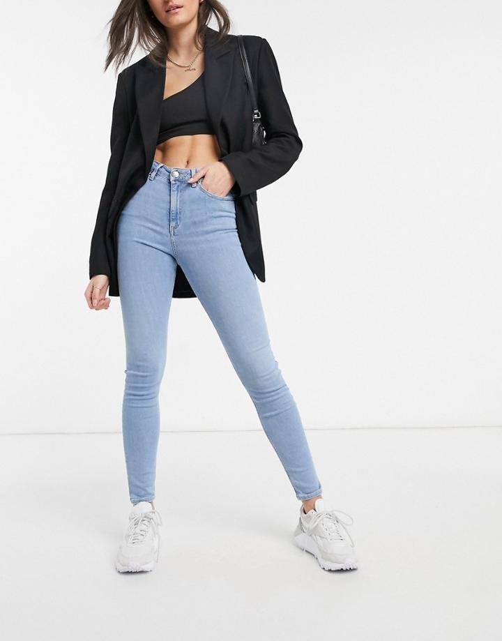 Asos Design High Rise Ridley 'skinny' Jean In Stonewash-blue