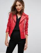 Y.a.s Red Leather Jacket - Red