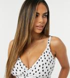 Peek & Beau Fuller Bust Exclusive Mix And Match Wrap Over Bikini Top In Polka Dot-multi