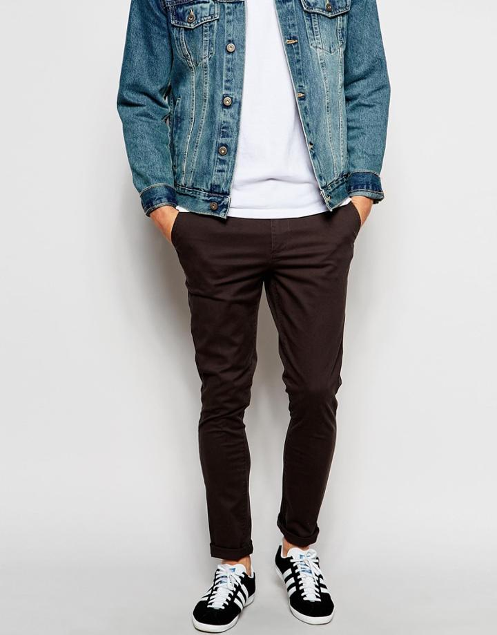 Asos Super Skinny Chinos In Charcoal - Charcoal
