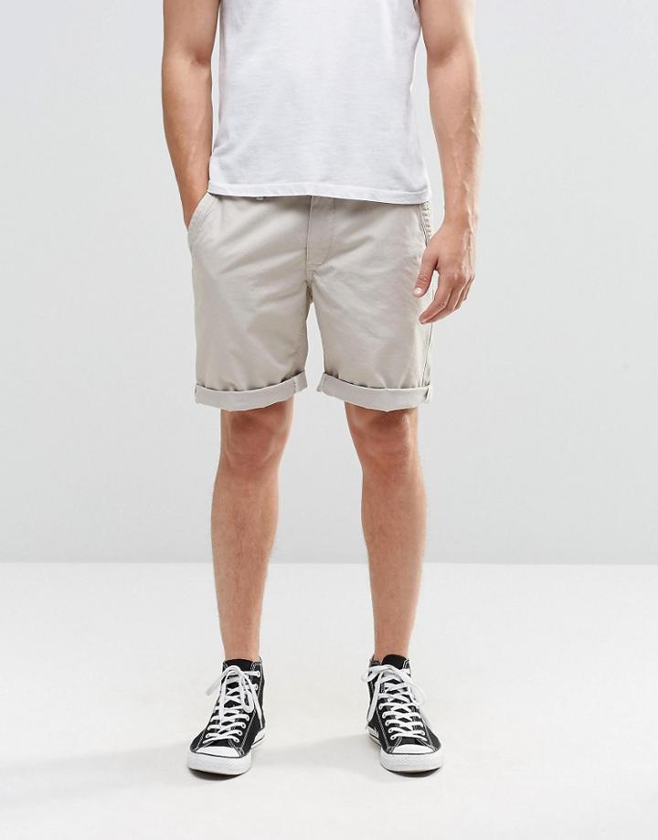 Brooklyn Supply Co Skinny Chinos Shorts In Beige - Beige