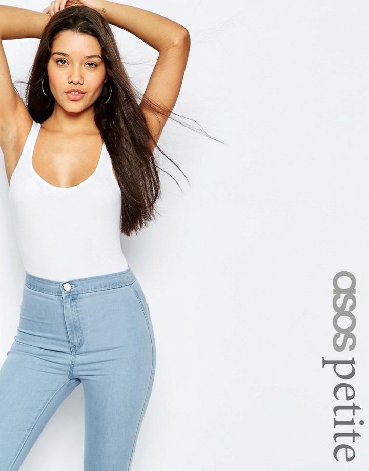 Asos Petite Vest Body In Rib - White