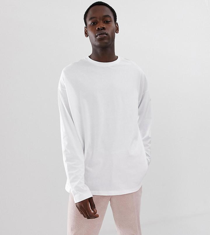 Asos Design Tall Oversized Long Sleeve T-shirt In White - White